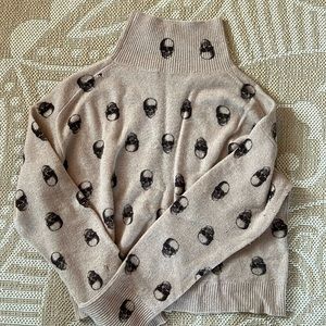 Skull Cashmere Cropped Turtleneck